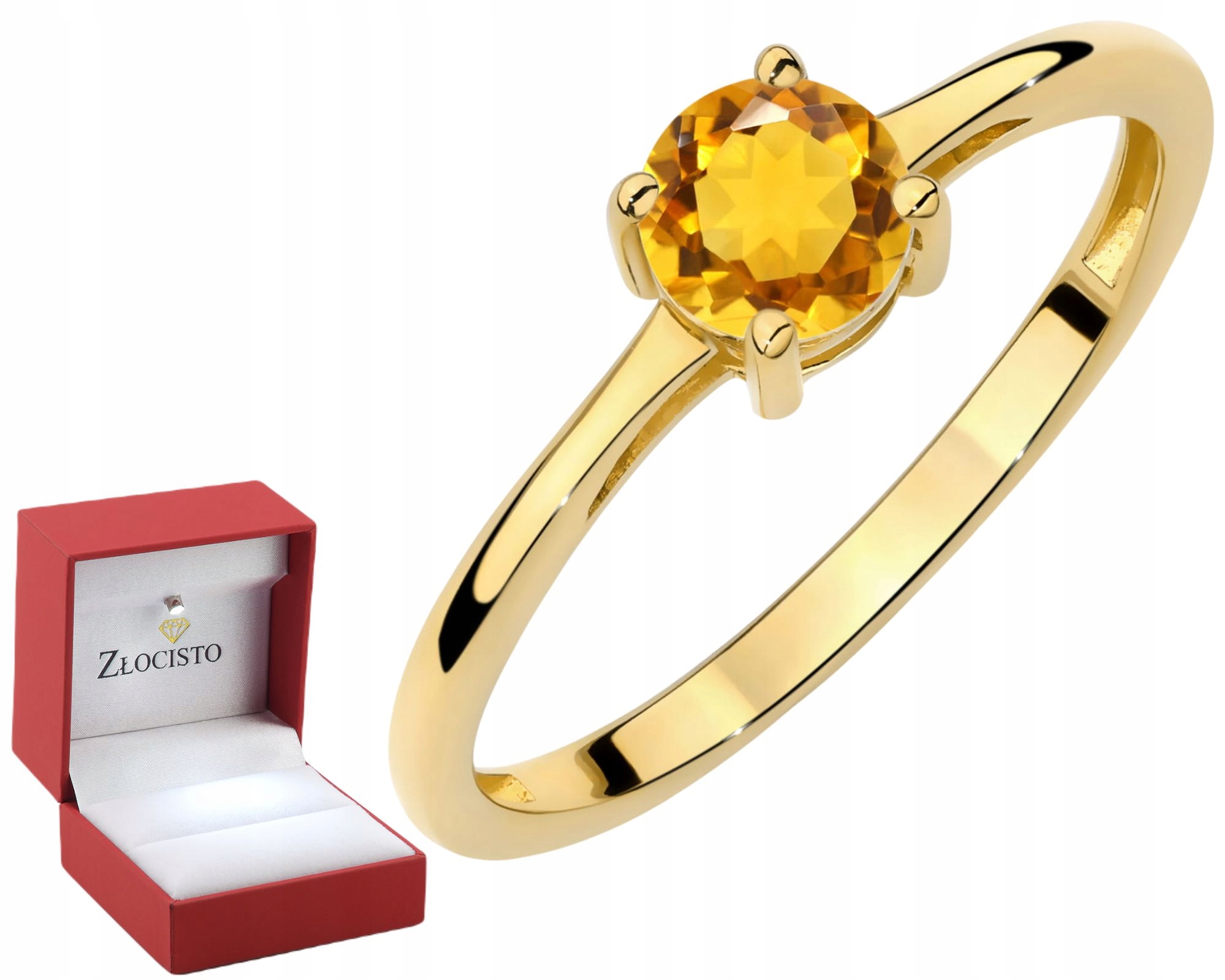 Zlatý Prstýnek S Přírodním Kamenem Citron Zlato 585 Dárek Gravírování