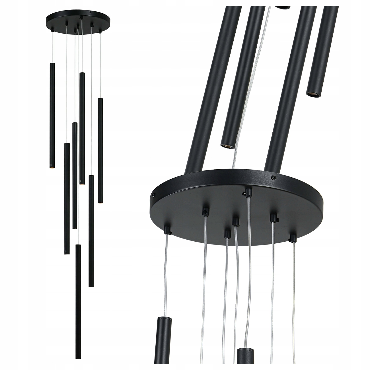 Závesná Lampa Lungo 7 Čierna 7XG9 150 CM Elegantná Light Prestige
