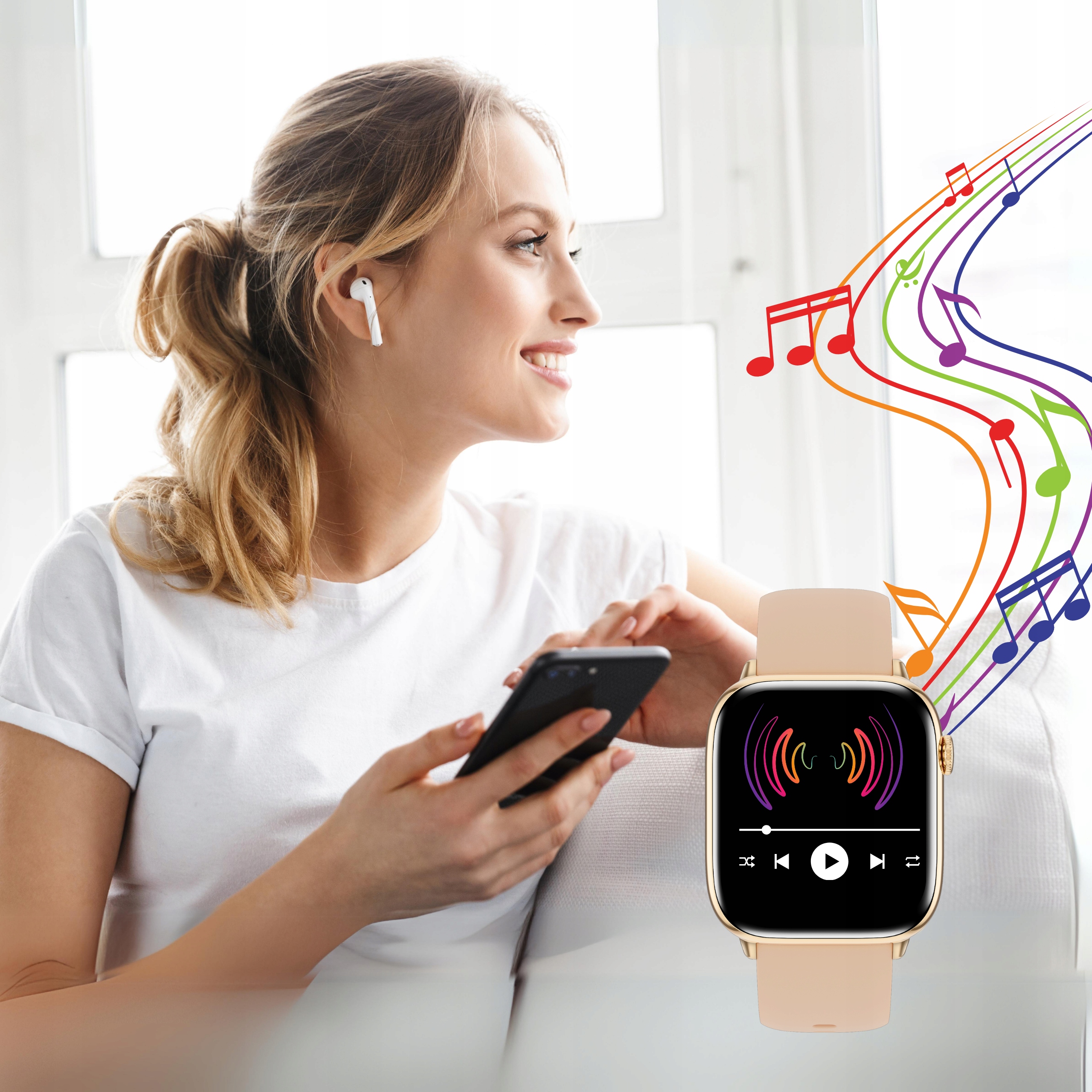 SMARTWATCH ZEGAREK DAMSKI Z FUNKCJA ROZMOWY SPORT ZDROWIE ZLOTY DAMSKIE Transmisja danych brak