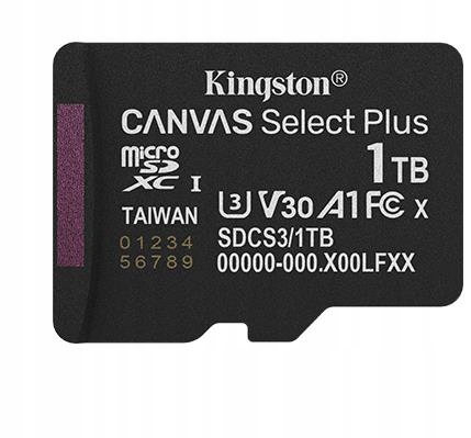 Kingston 1TB microSDXC Canvas Plus Memory Card 150MB/s Read, Uhs-i Speed