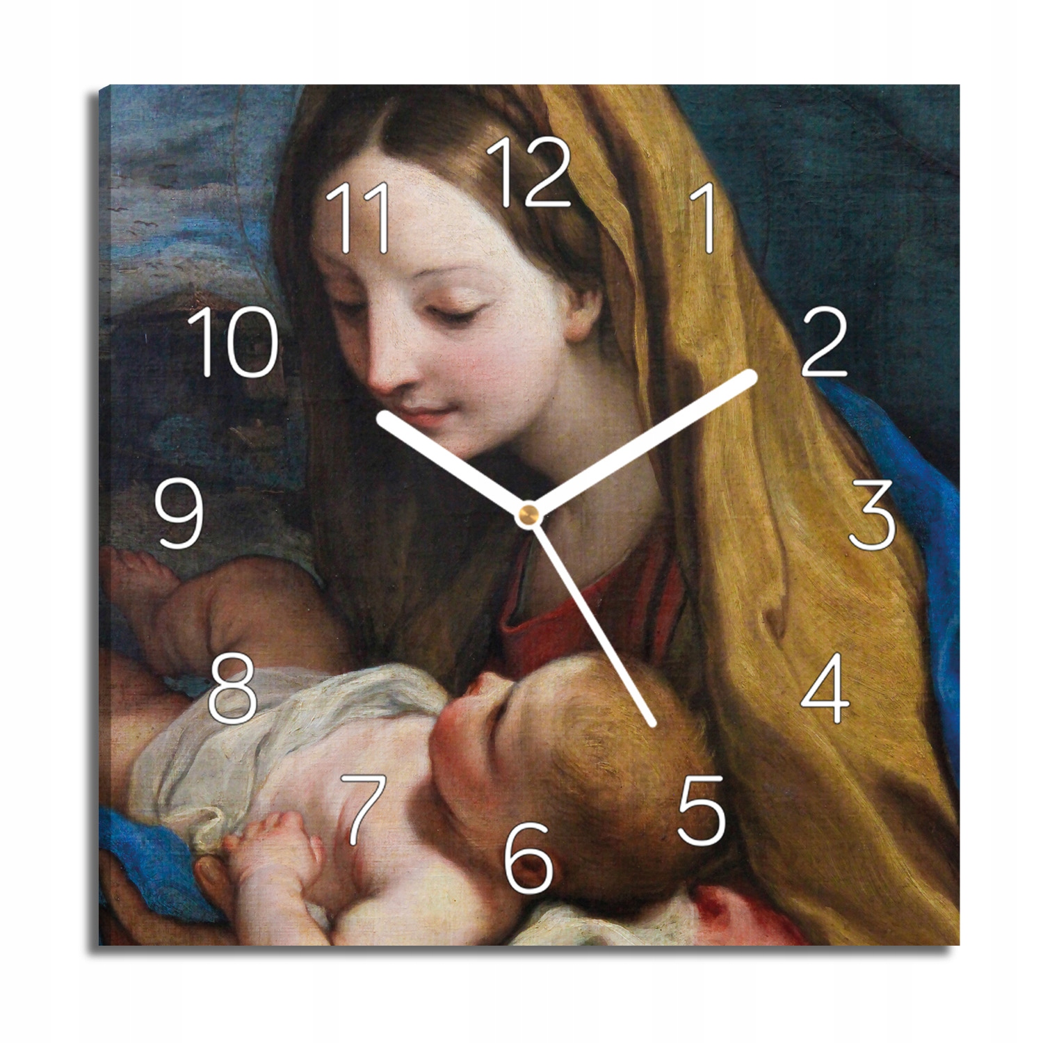 

zegar na obrazie Narodziny Jezusa z grafiką 30x30