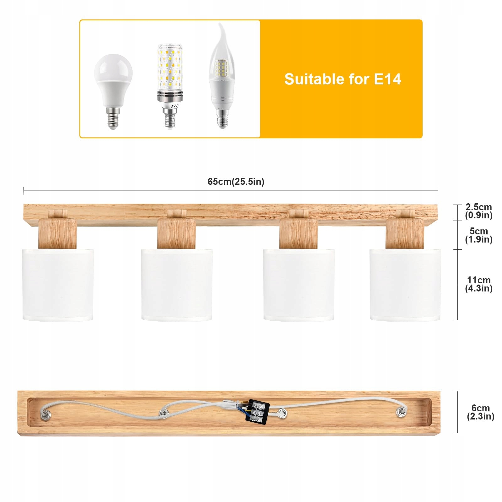 DOUGHELEC Lampa Sufitowa 4 Płomienna Vintage E14 Do Salonu — miniatura 7