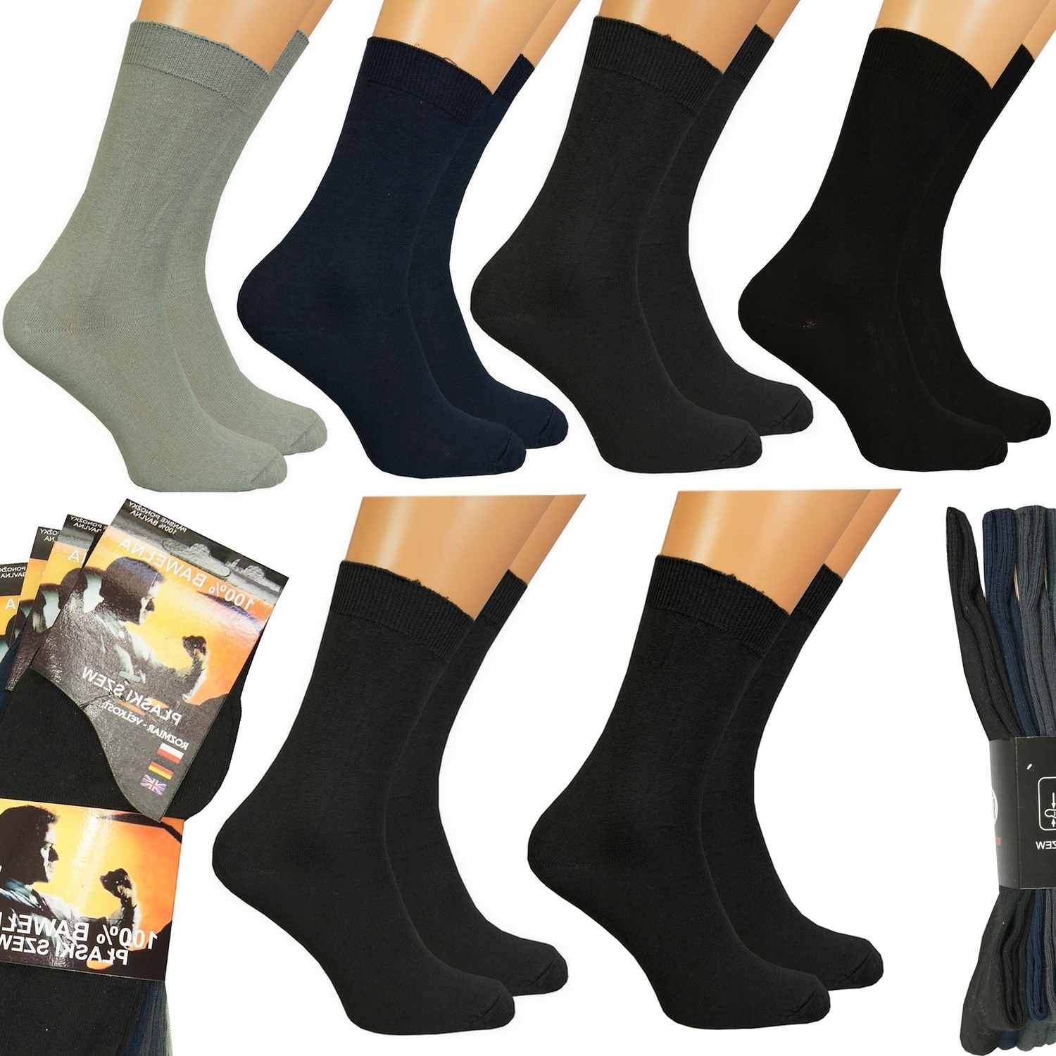 

6 pak Skarpety 100% Bawełniane Męskie Pl M 39-42