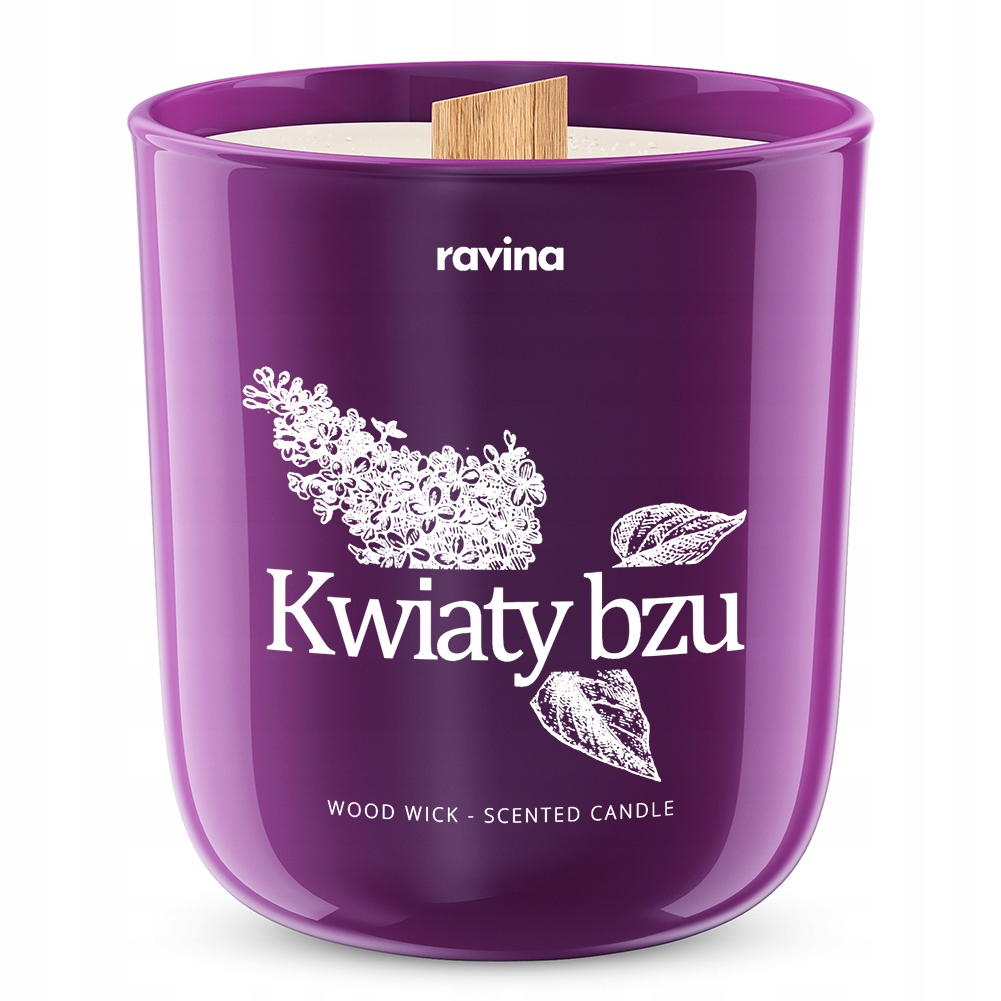 

Kwiat Bzu Sojowa Świeczka zapachowa drewniany knot