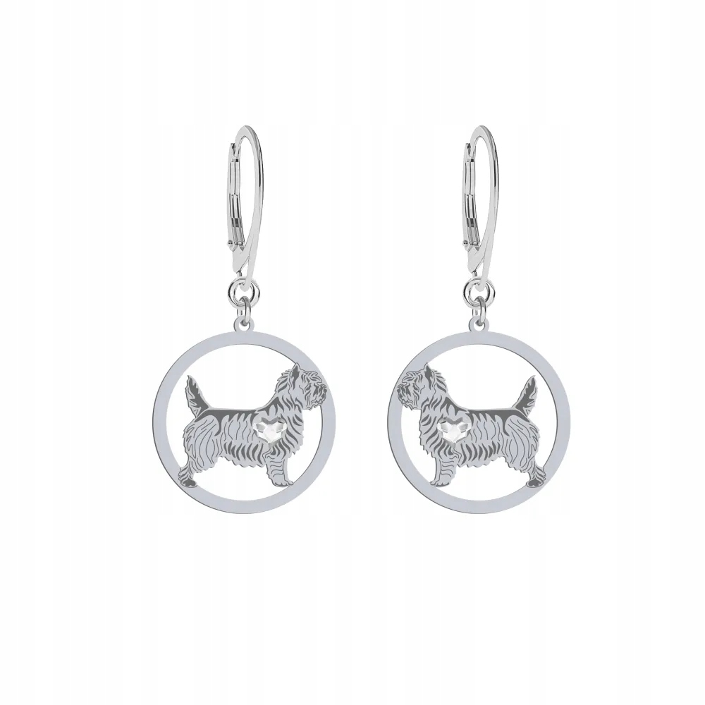 Stříbrné Náušnice se psem Cairn Terrier 925 Šperky Žena Gravírování Bonus