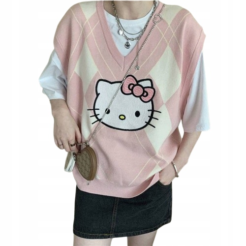 Dámský svetr Anime Hello Kitty Vesta v Romby M