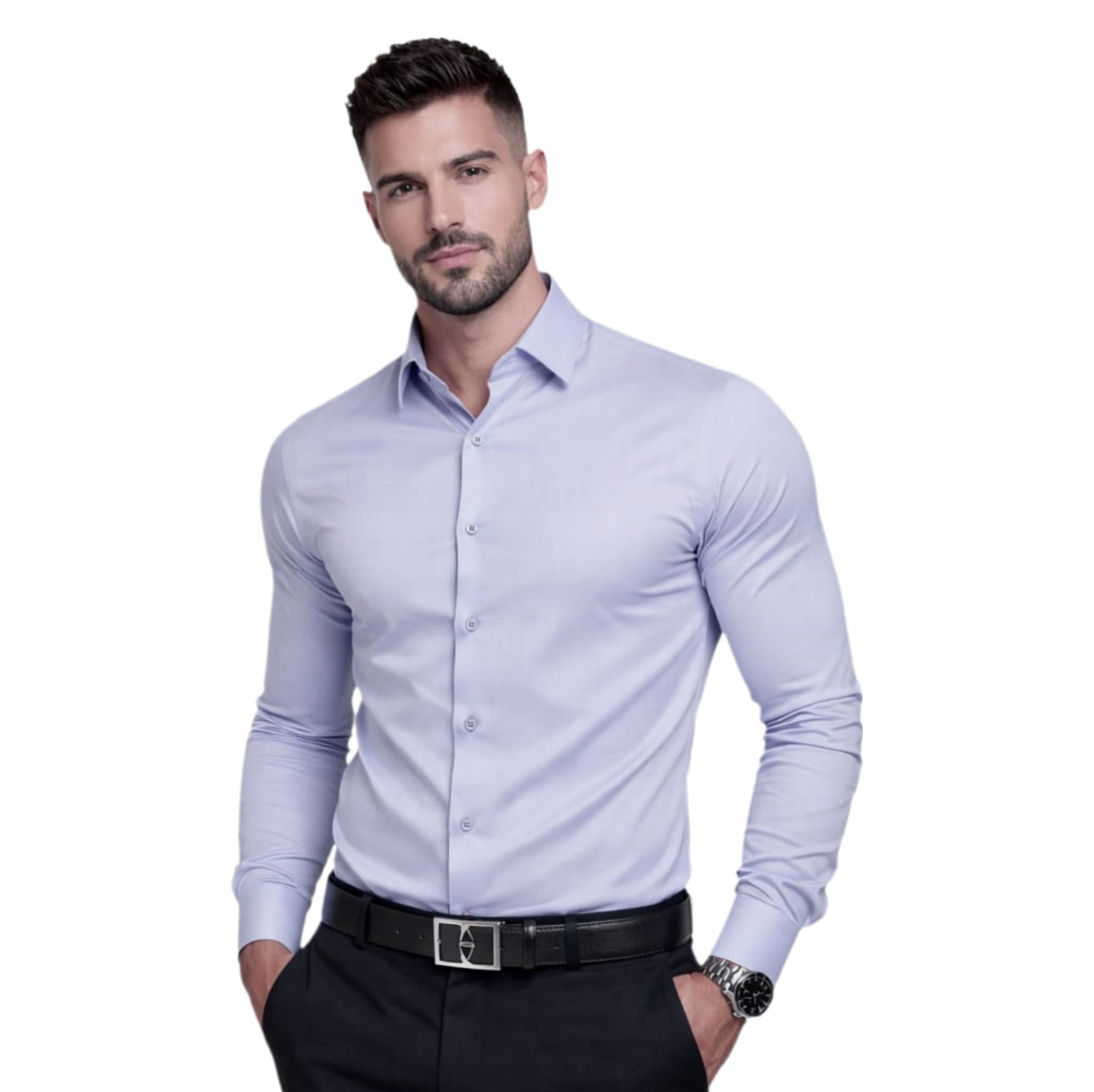 Pánská košile Lila hladká Lavier – elegantní, Slim Fit, bavlněná, velikost M