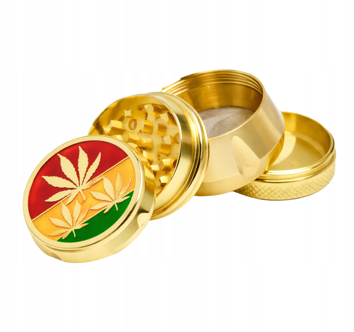 Kovový Mlýnek Na Bylinky 4DÍLNÝ Magnet 42 MM Design Thc Cbd Marihuana