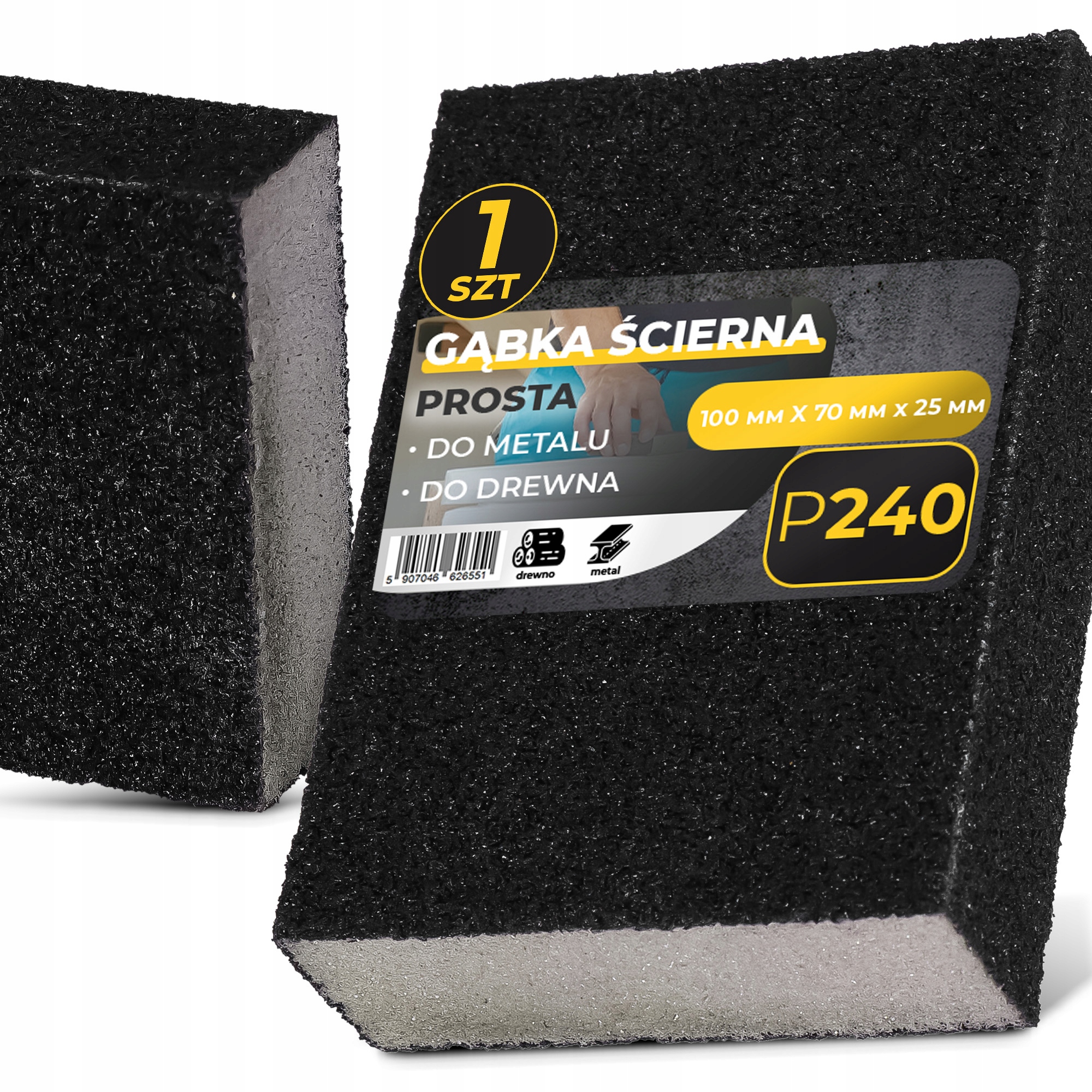 Gąbka Ścierna Szlifierska P240 Papier Ścierny Kostka Drewna Gładzi Mała 0U