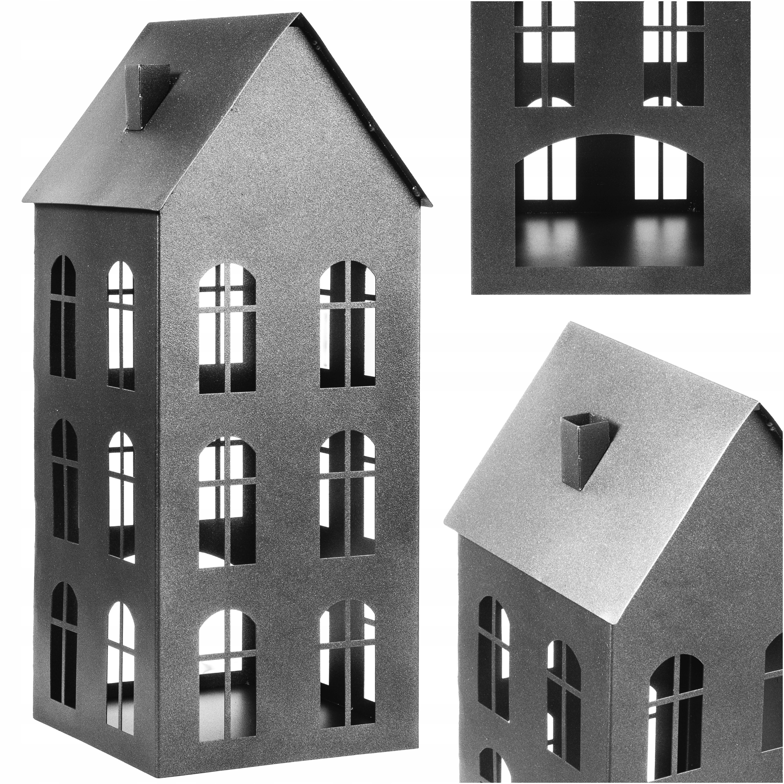 Lampion Svícen Vánoční Lucerna Na Led Svíčky Stříbrný Loft 40 CM