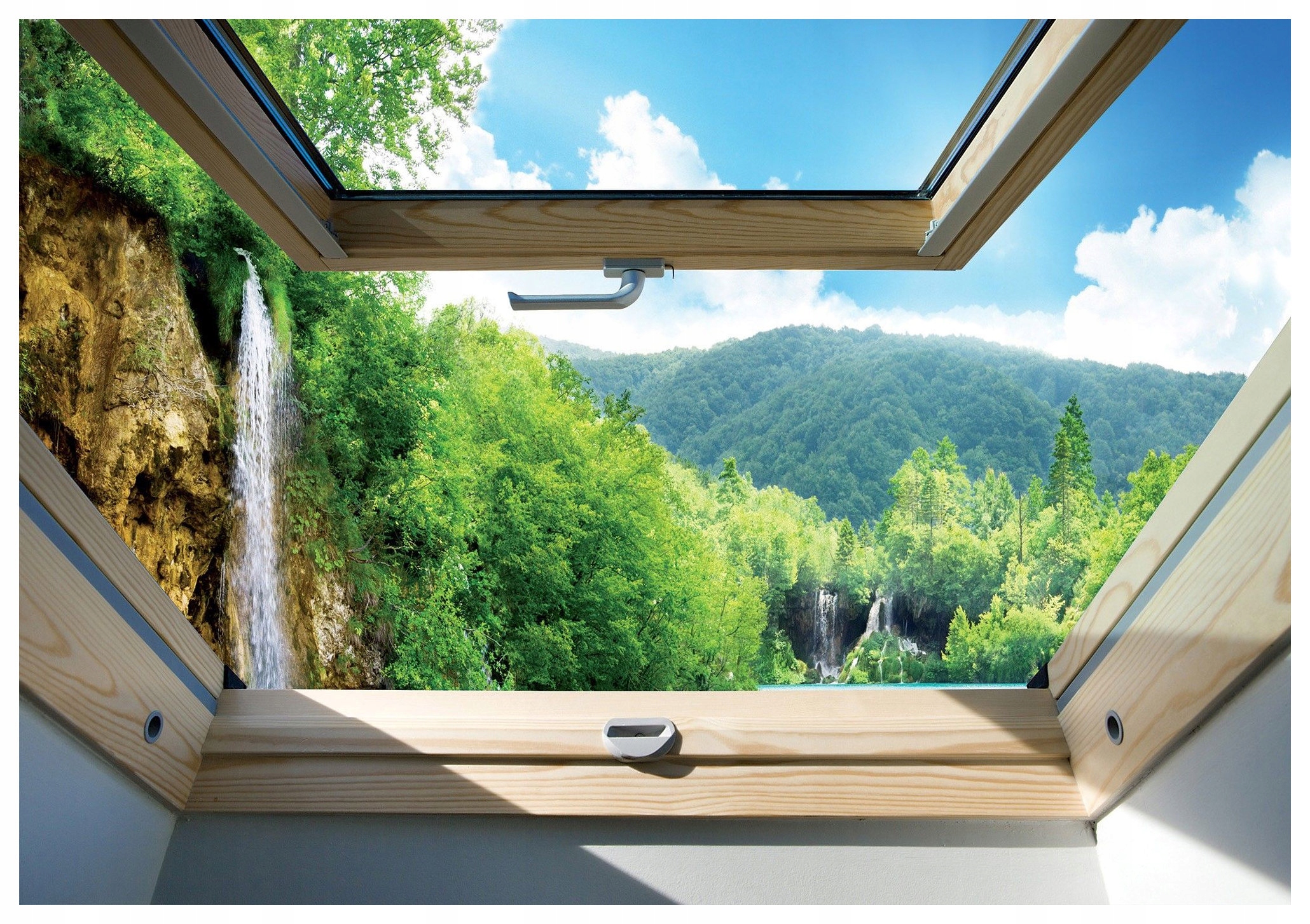 Vliesová fototapeta Vodopád hory příroda panorama okno 208x146 lepidlo