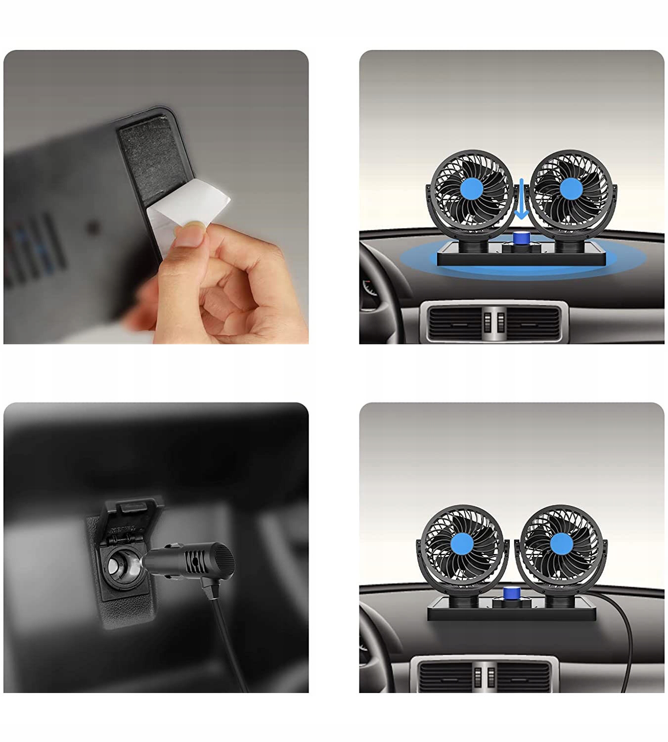 MOCNY WIATRAK WENTYLATOR SAMOCHODOWY 12V- PODWÓJNY Producent bez marki