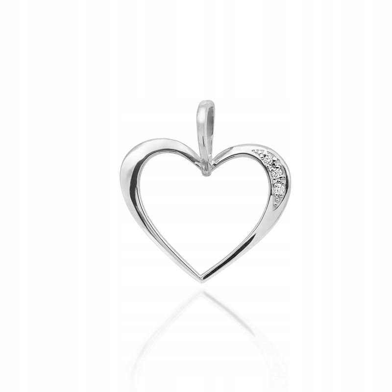 Zlatý přívěsek přívěsek srdce s diamanty Bílé zlato 585 Brilant 0.025 ct