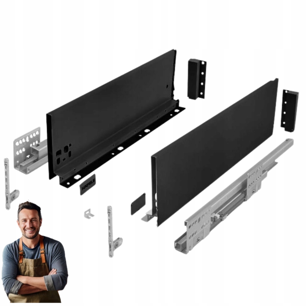 Szuflada Hafele Matrix Slim 350mm H-135 35kg 514.13.302 Czarna