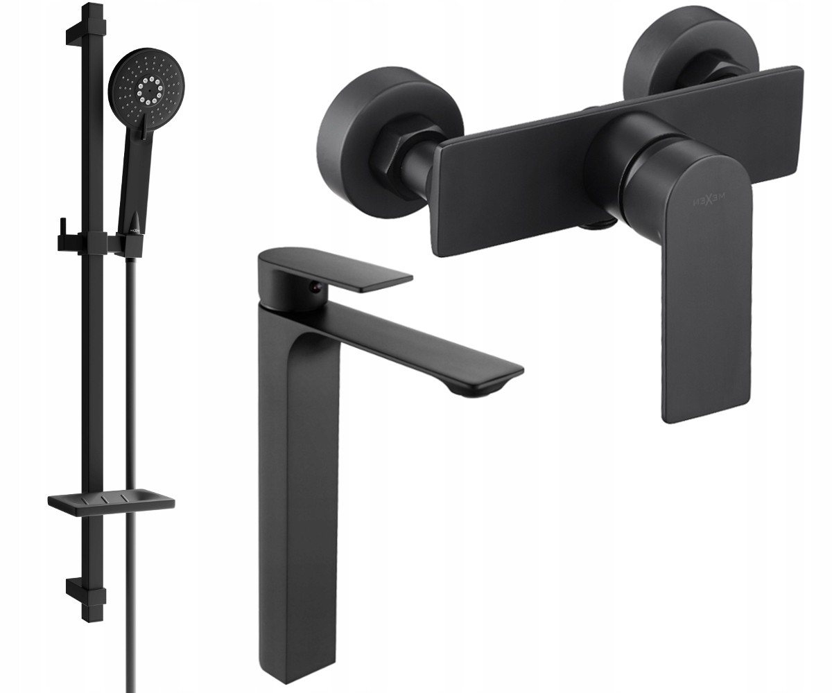 Sprchová súprava Mexen Alexa DQ40 čierna, mosadz, keramická hlavica