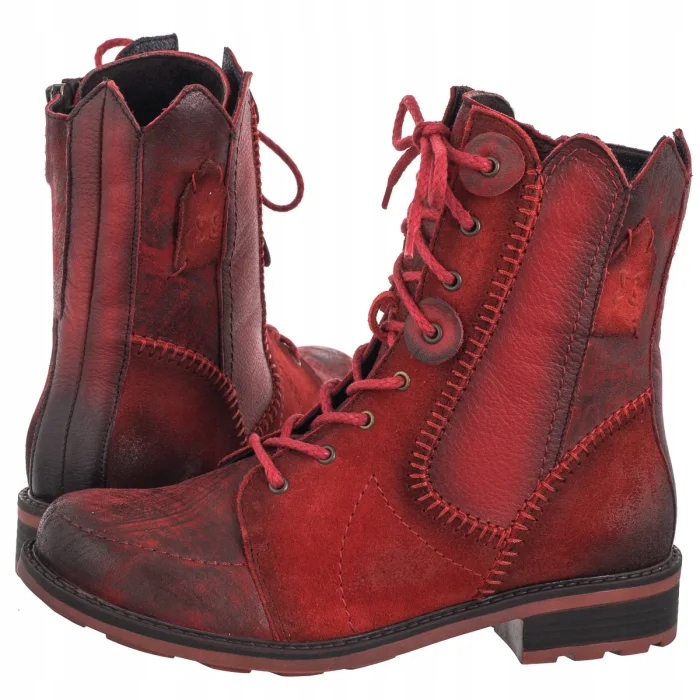 Boty Kanady Kožené Dámské Maciejka Červené 06719-08/00-8