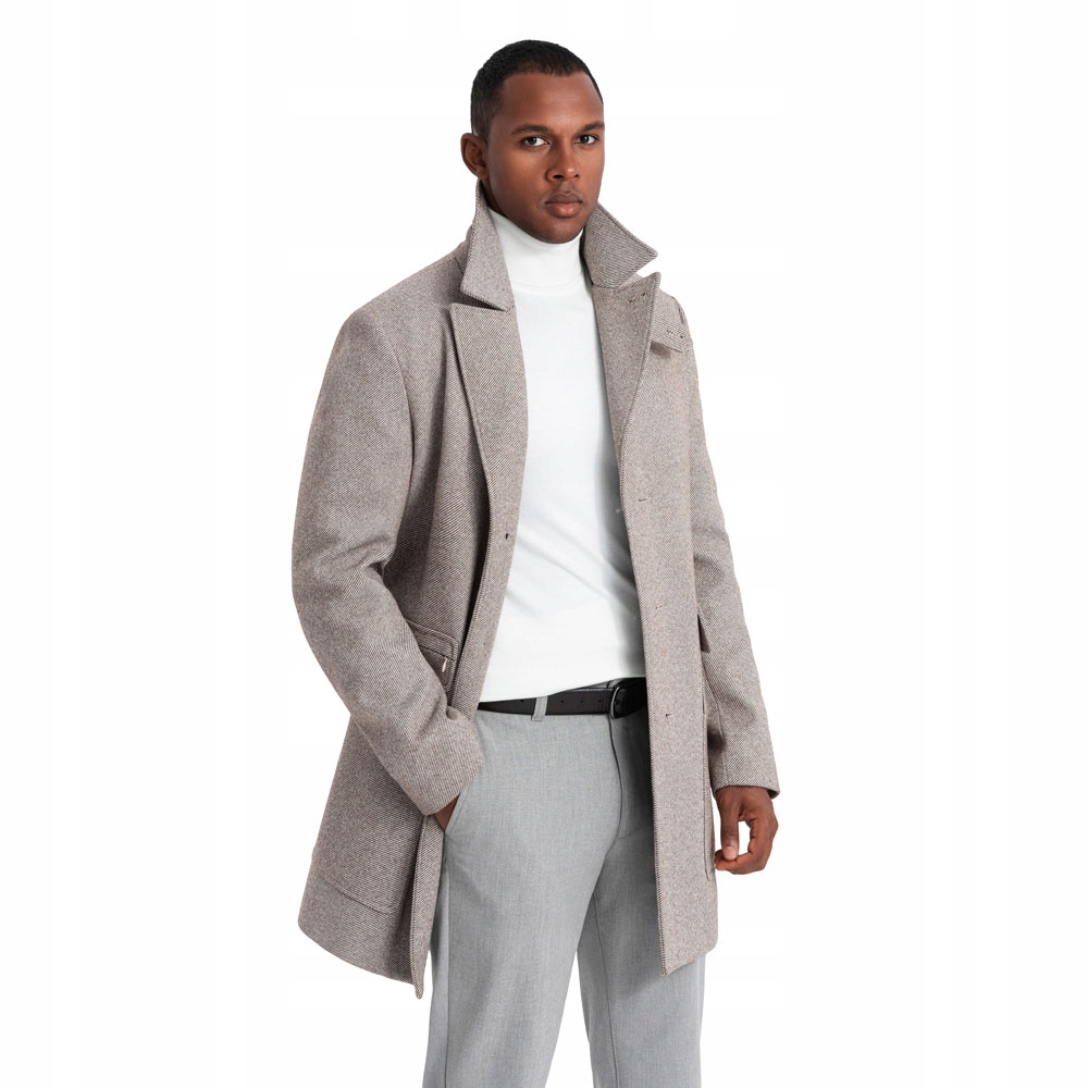 Pánský jednoradový kabát s kapsami, popelavý V1 OM-COWC-0108 XL