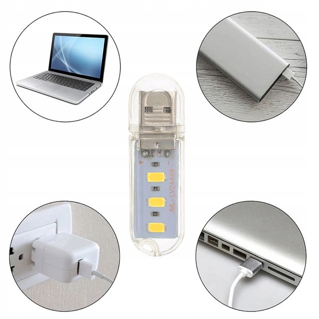 Mini Lampka USB 5V 3 x Dioda LED SMD USB PowerBank Zawiera baterie nie
