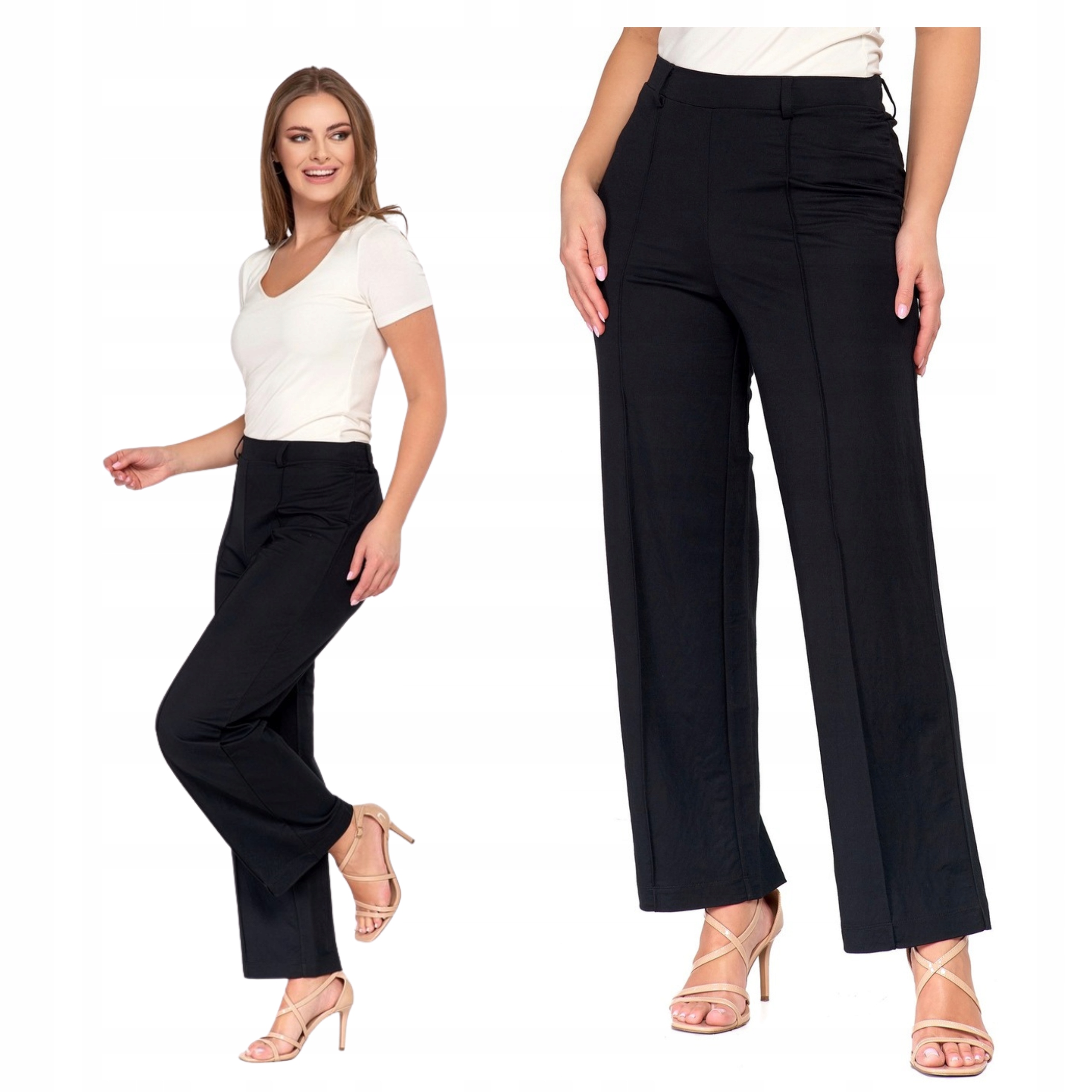 Spodnie Damskie Z Prostą Nogawką Klasyczne Moraj Czarny M