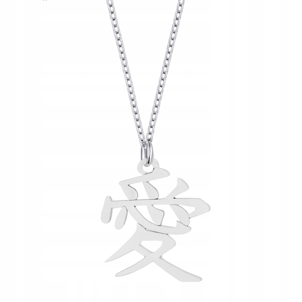 Kanji Japonský Znak Lásky Láska Stříbrný náhrdelník pancíř stříbro 925