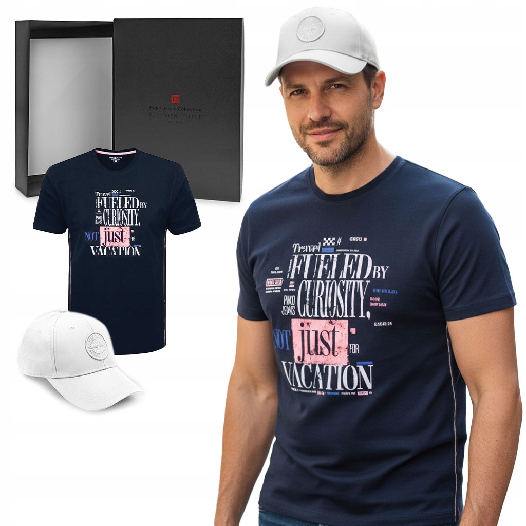 Zestaw Męski T-shirt 3XL Czapka z Daszkiem Idealny Gift Box dla Mężczyzny