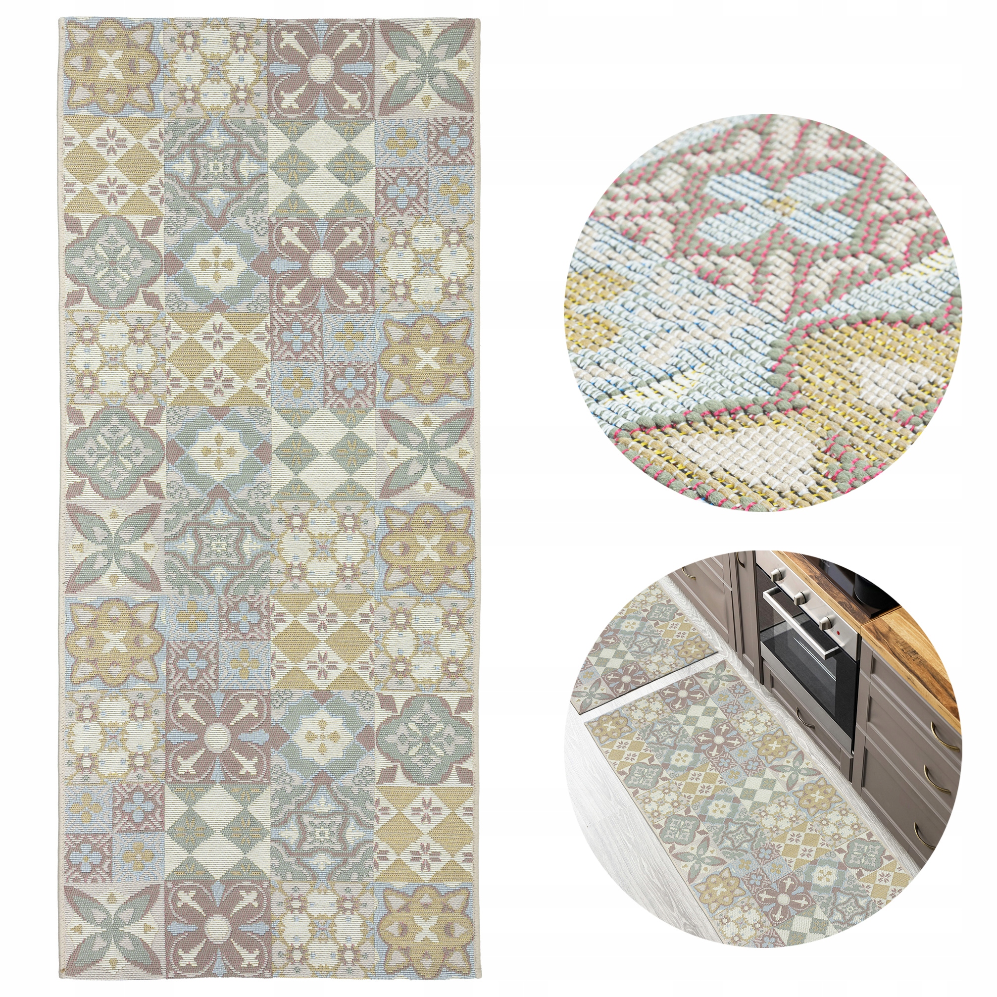 Koberec Tkaný Běhoun Kuchyňský Koberec, Moderní, Pěkný Vzor, 80x200CM, Béžový