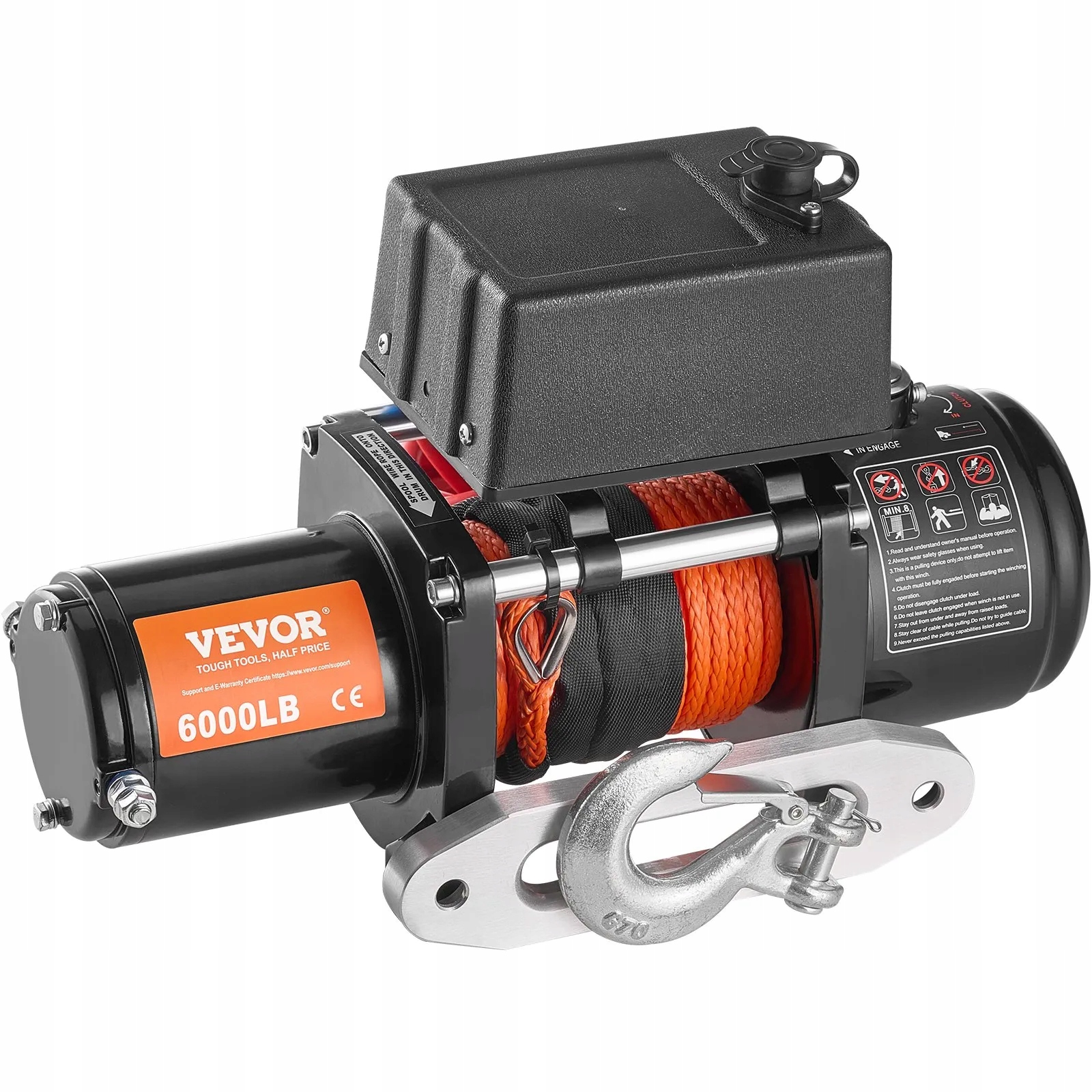 Elektrický naviják 2722 kg, syntetické lano, dálkové ovládání, voděodolný offroad