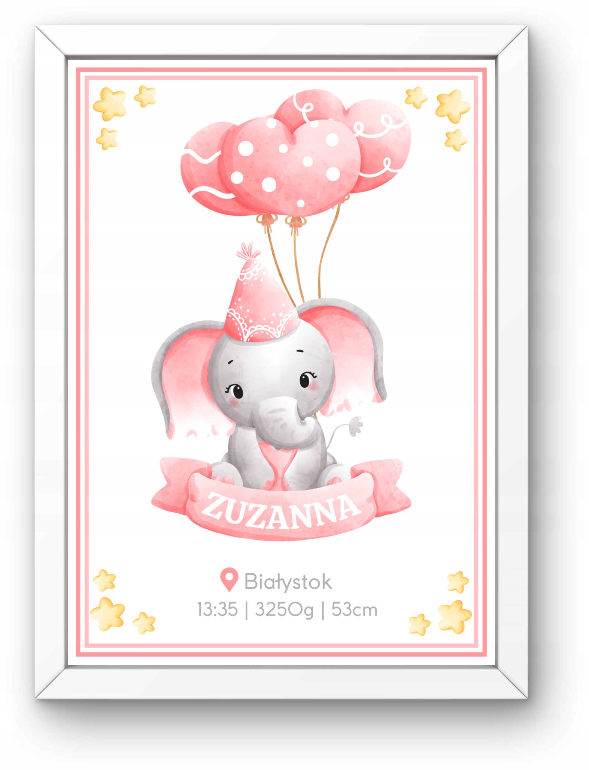 METRYCZKA dla dziewczynki PLAKAT RAMKA RÓŻNE WZORY Narodziny Chrzest Roczek Marka inna
