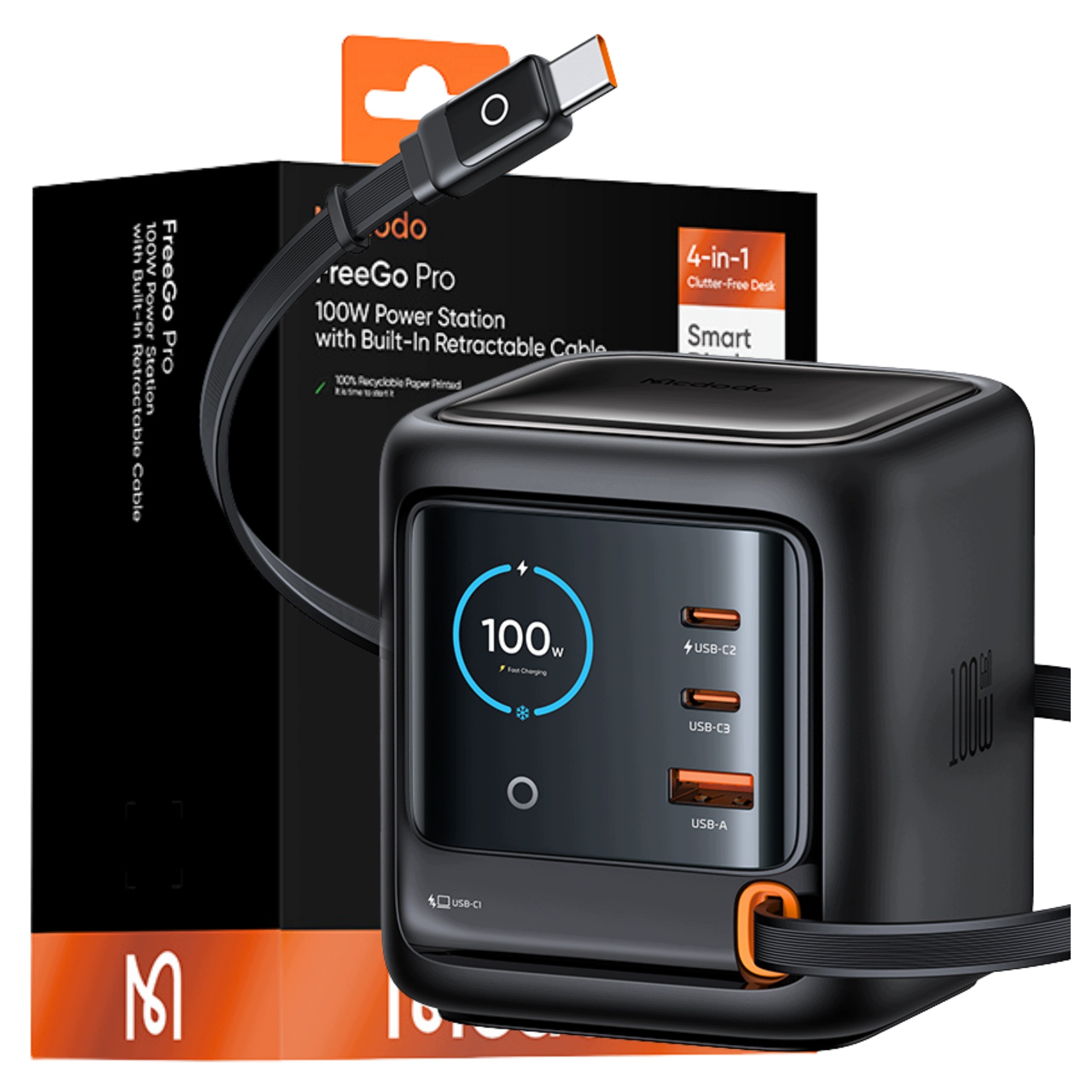 Mcdodo Rýchla Nabíjačka S Vstavaným Káblom Napájací Adaptér 4X Usb-c Usb-a 100W