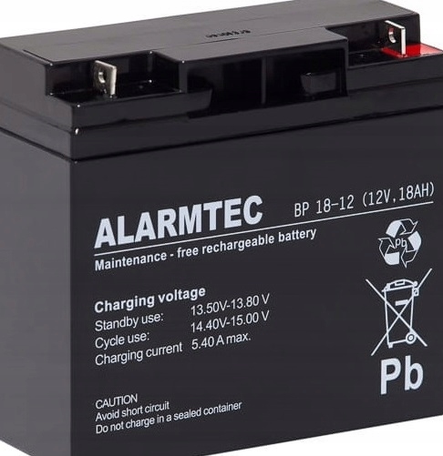 Akumulator Bateria Agm Vrla Alarmtec BP18-12 12V 18AH Bp 18-12 BP18 Alarm