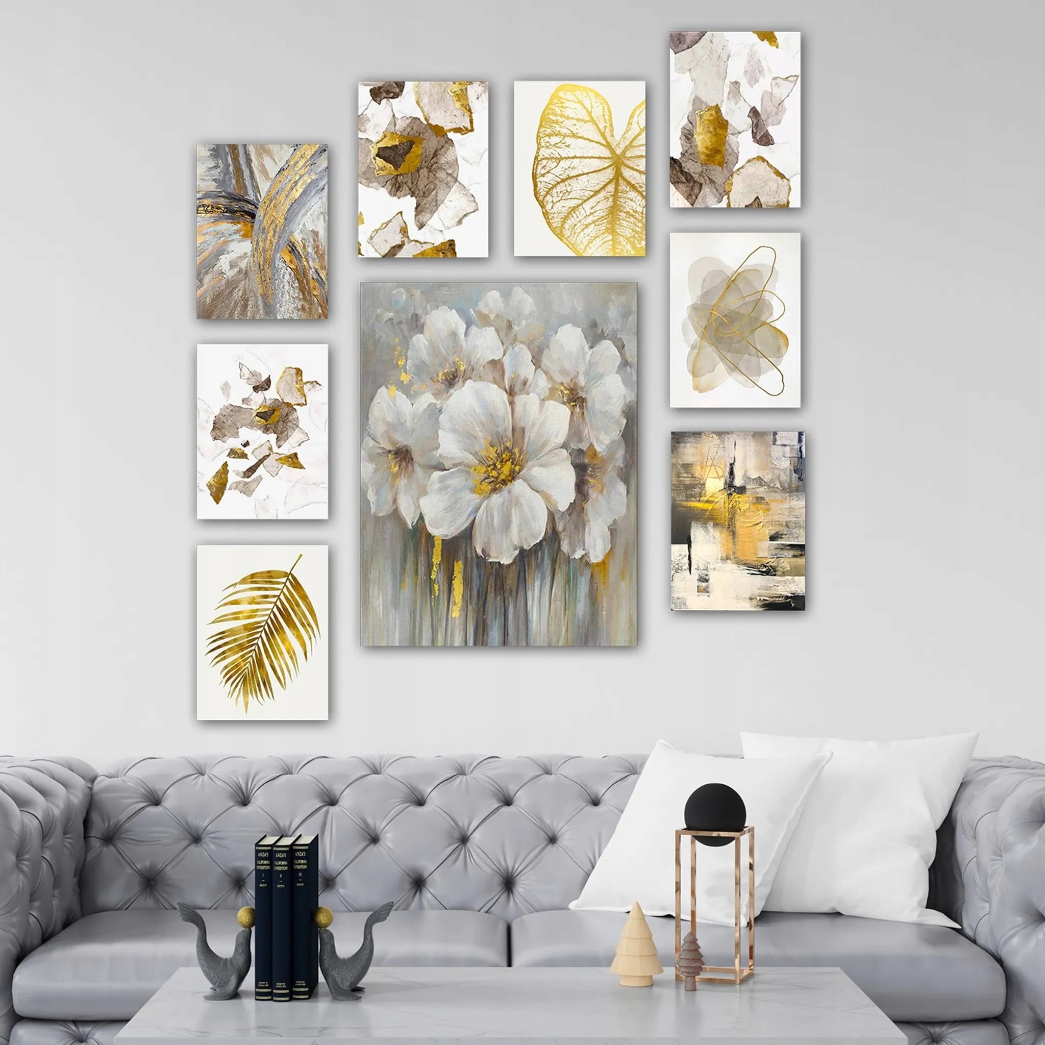 

Obraz Zestaw Canvas Kwiaty Gold 9 Szt