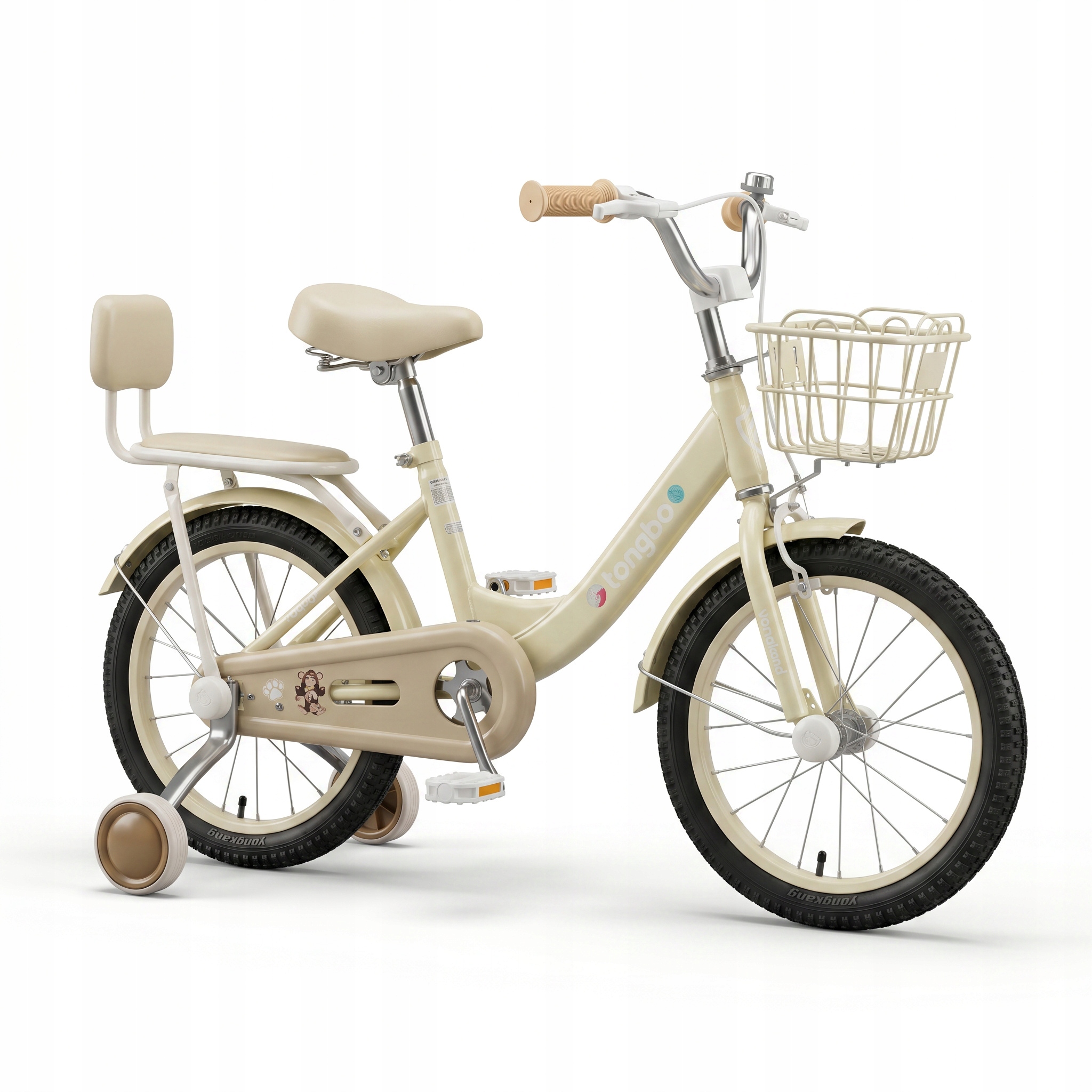 Rower Dla Dziewczynki 16 Cali Beżowy Kremowy Koszyk Kółka Boczne 4-6 Lat