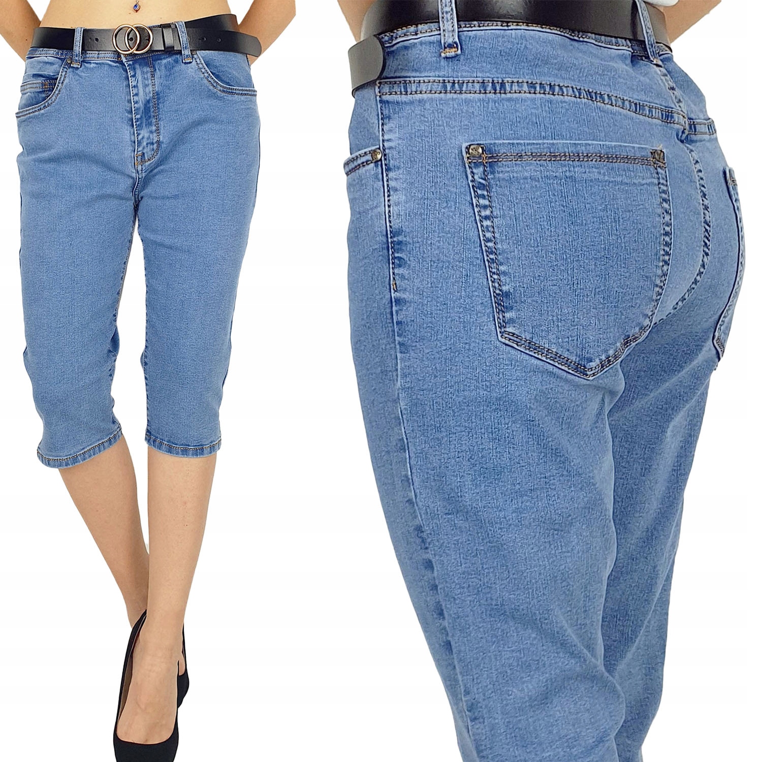 

# Damskie Spodnie Jeansowe - Rybaczki Plus - Size