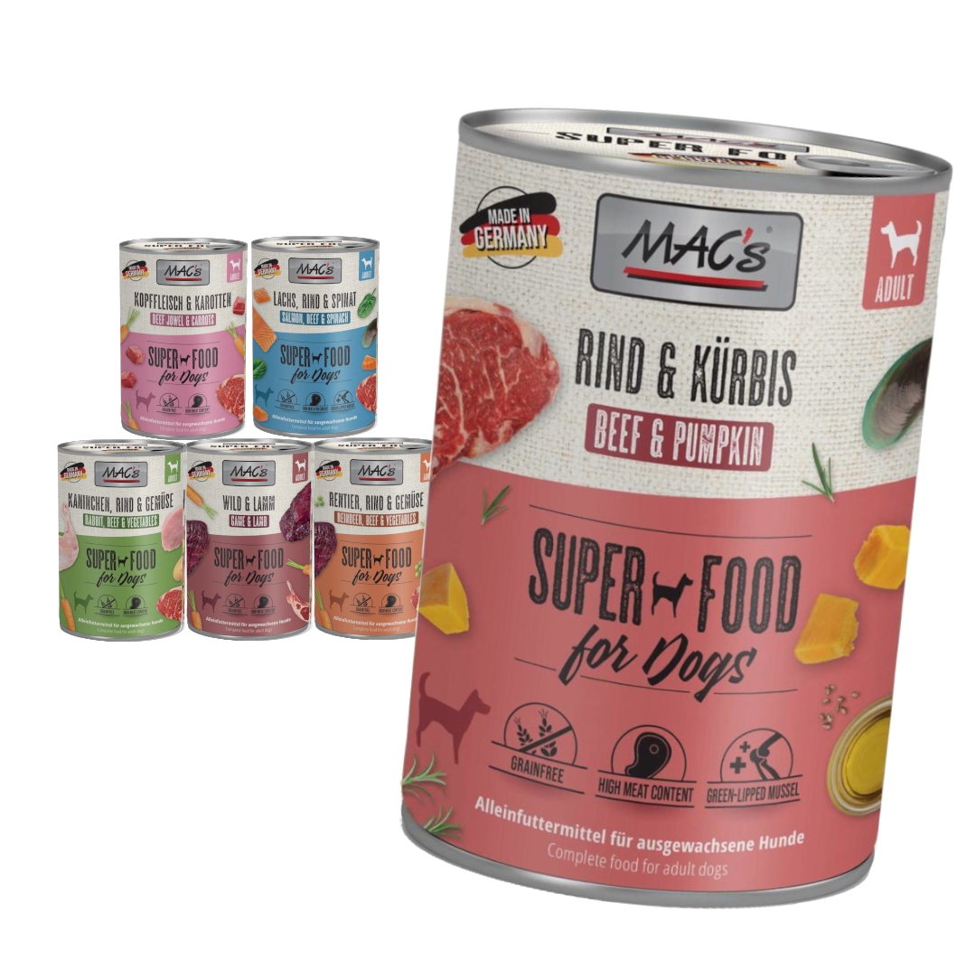 MAC's Dog Bezobilné Vlhké Krmivo pro psy Mix Chutí bez drůbeže 6x400 g