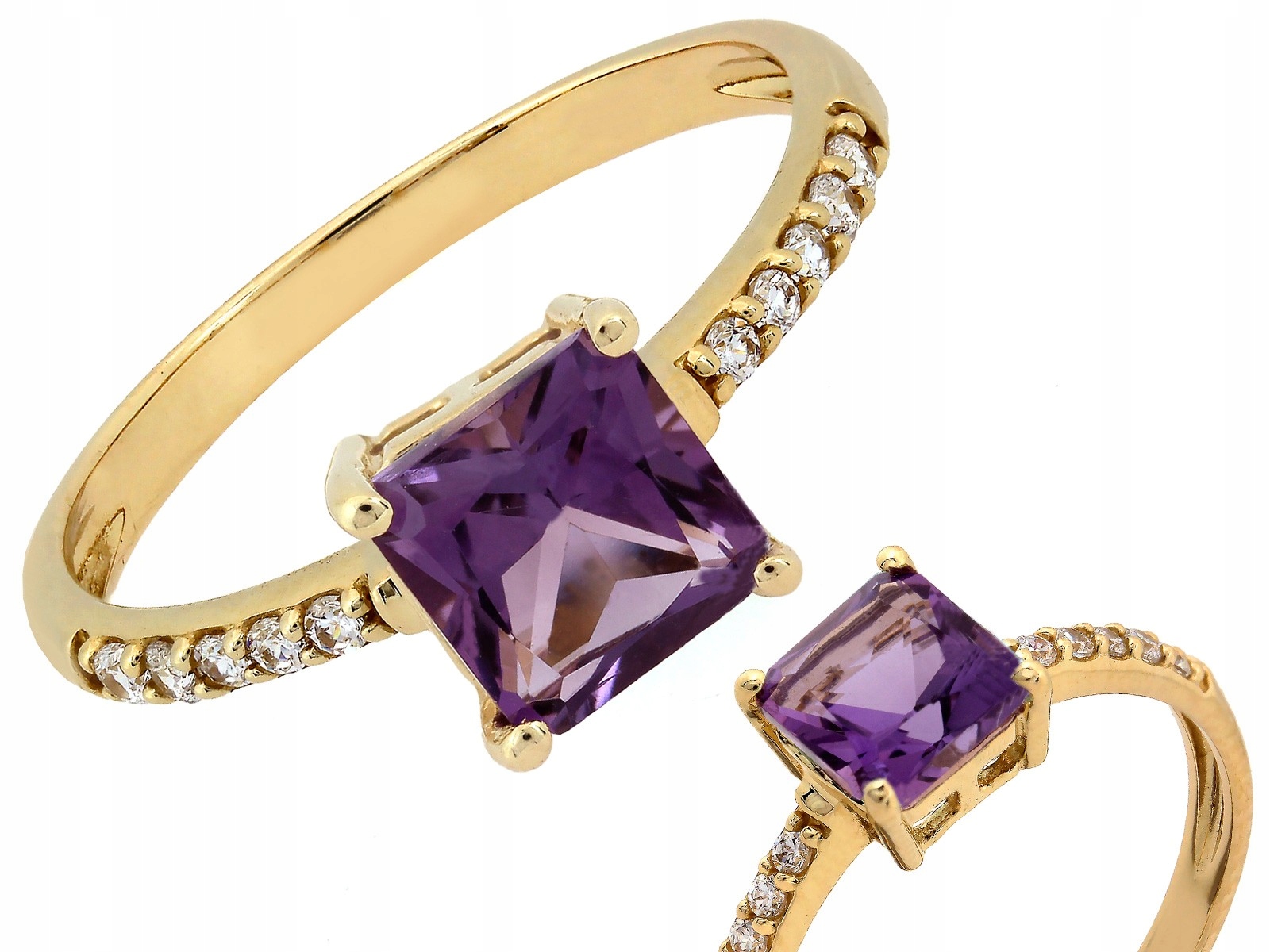 Dámský prstýnek 585 s fialovým ametystem 14kt, značkový