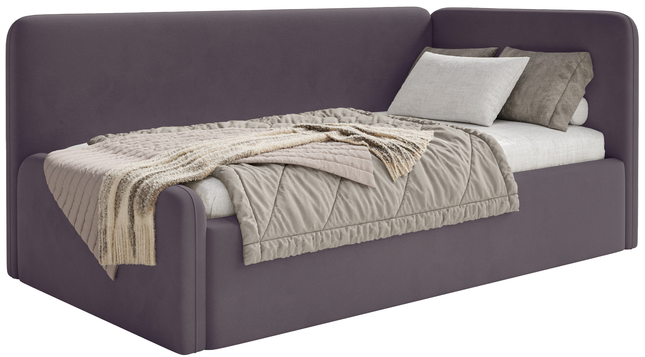 Postel pro mláděž 90x200 cm Fanklo fialová velurová pravá