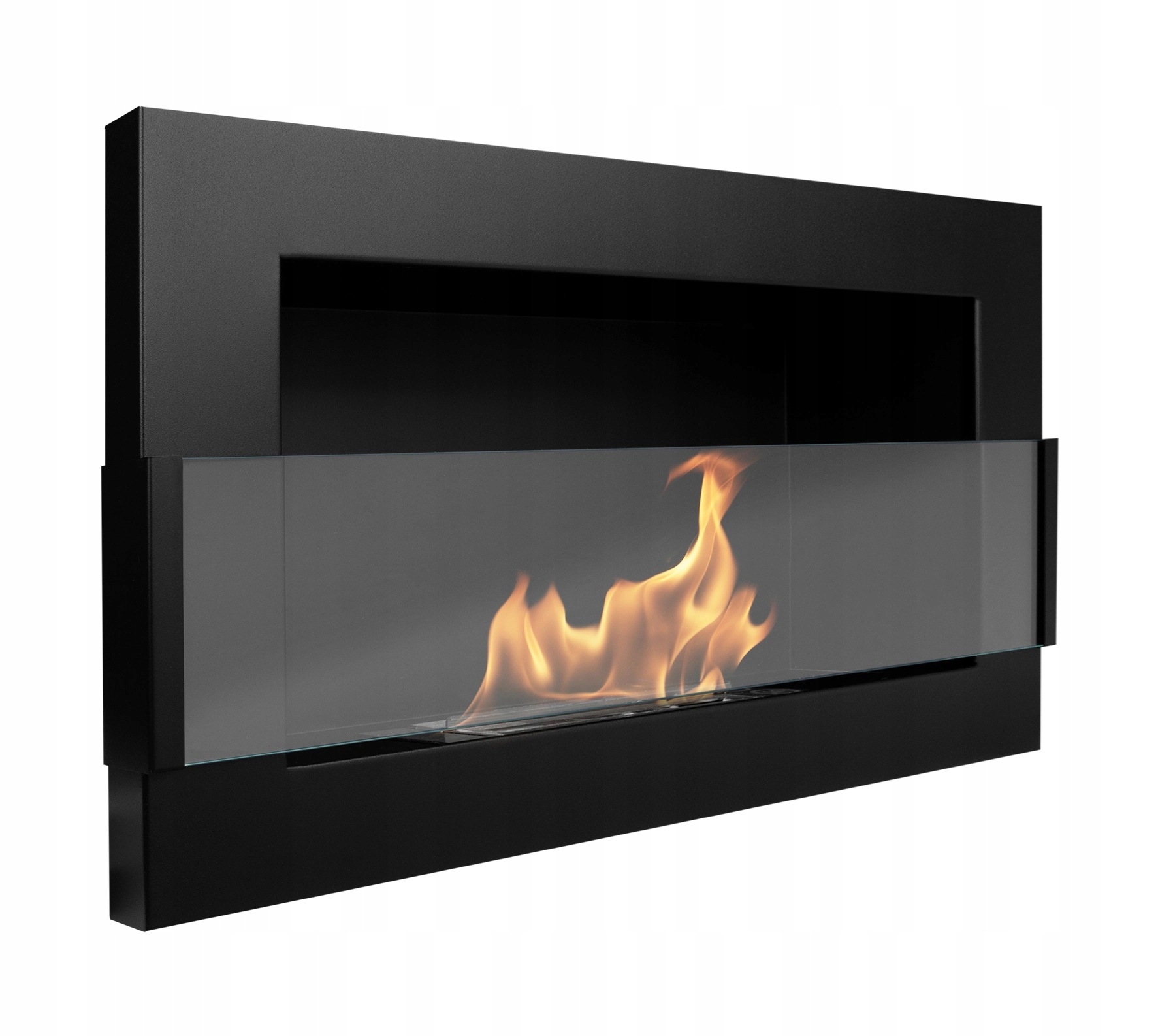 Závěsný biokrb se sklem 65x40x12 cm Regulace plamene Černá matná