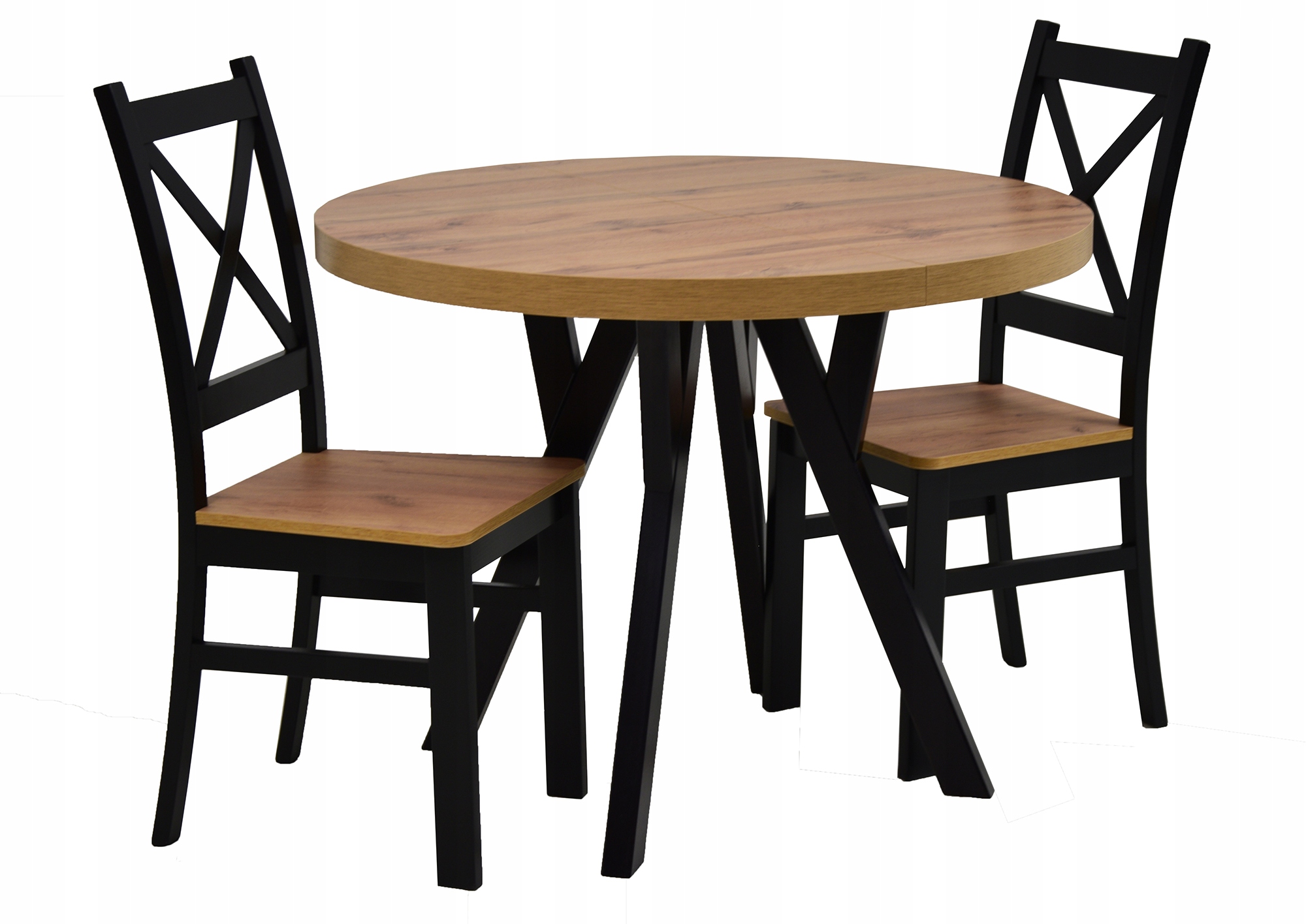 2x krzesło Krzyżak i stół 100x100/200 DĄB CRAFT