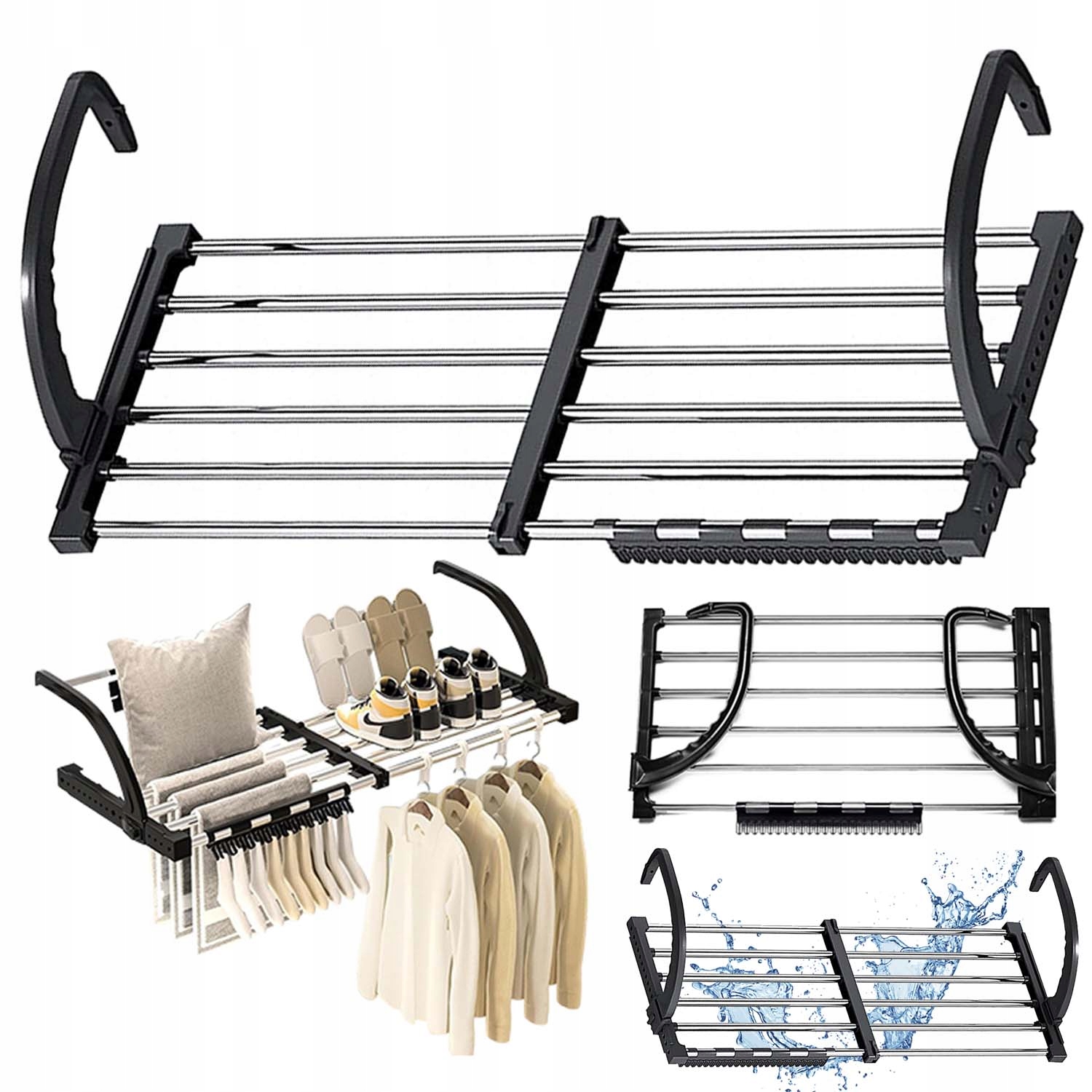 Levně Věšák Na Prádlo Skládací 110 CM Do Koupelny Balkon Na Boty Ponožky