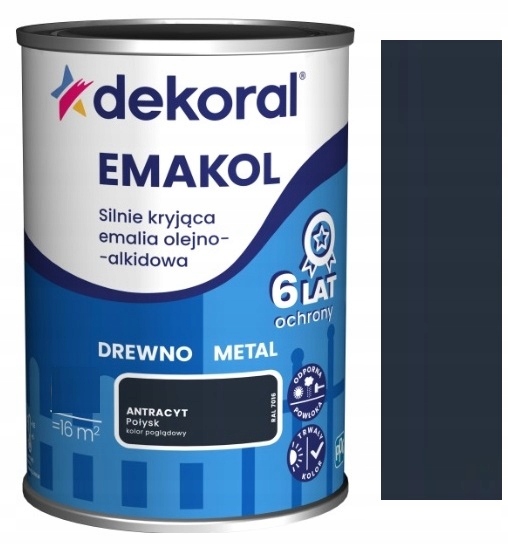 Emakol Strong Emalia Do Drewna I Metalu Antracyt Ral 7016 5L