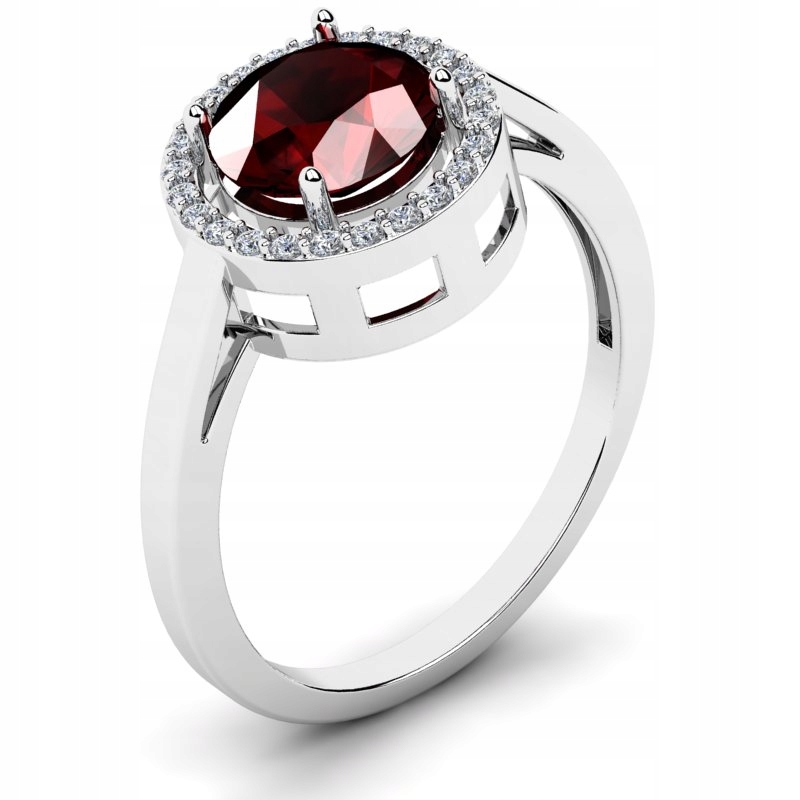 

Pierścionek Z Białego Złota Z Bordową Cyrkonią