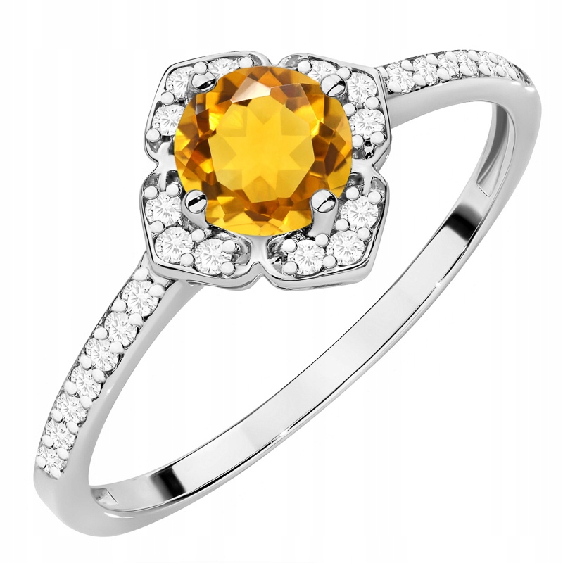 Zlatý Prstýnek pr. 585 14k s brilianty a citronem 0,50ct