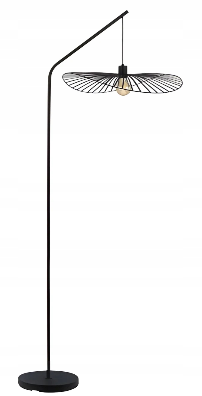 Stojaca Lampa Loft Čierna Transparentná Tienidlo 50CM E27 Minimalistická