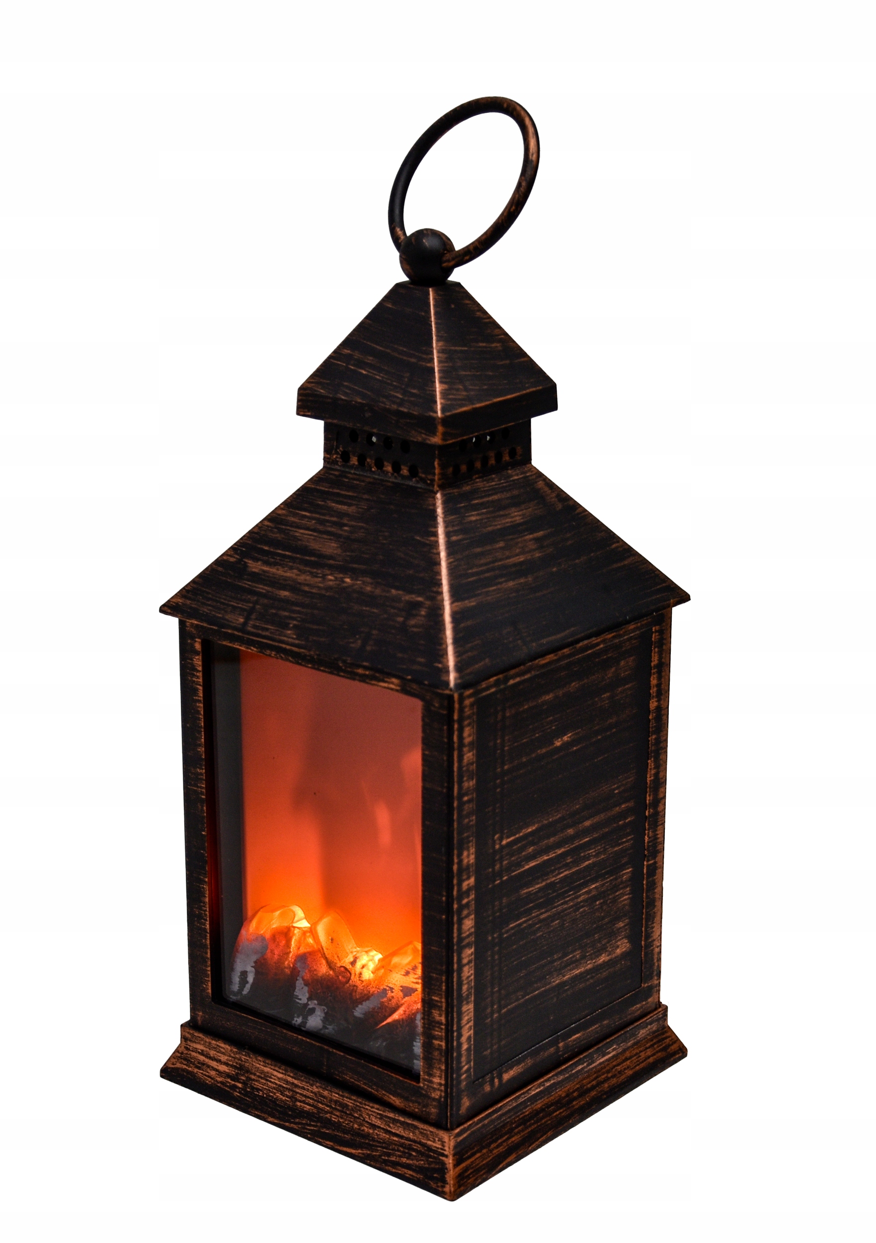 MINI KOMINEK LATARNIA LED LAMPION IMITACJA OGNIA OZDOBA ŚWIĄTECZNA