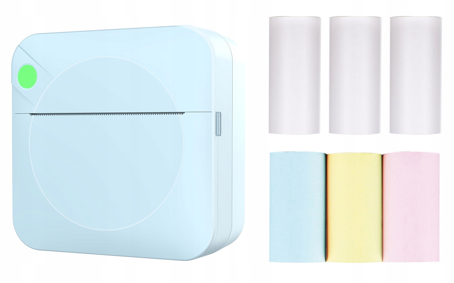 MINI DRUKARKA TERMICZNA DRUKUŚ WKŁADY ROLKI SAMOPRZYLEPNE KOLOROWE ZESTAW