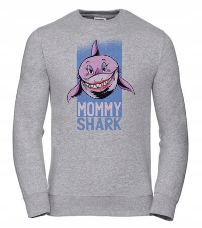 Dámská Mikina Mommy Shark, velikost 2XL, šedá, Dárek pro maminku