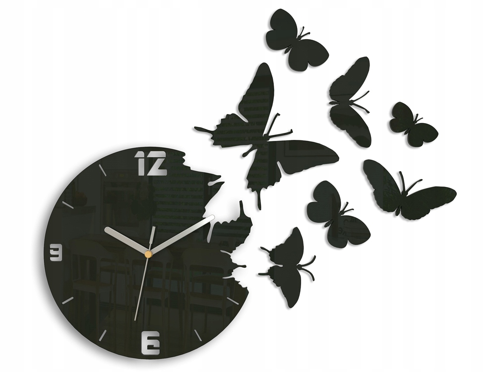 ZEGAR ŚCIENNY -MOTYLE WENGE - NIESAMOWITY EFEKT Marka ModernClock