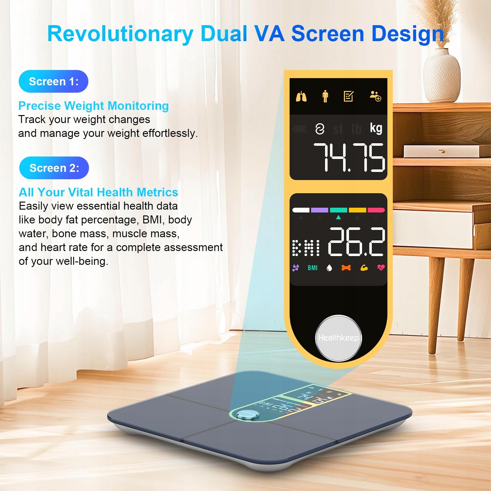 HEALTHKEEP Bluetooth Scale Gold 16 Measurements Android iOS App — miniatura 2