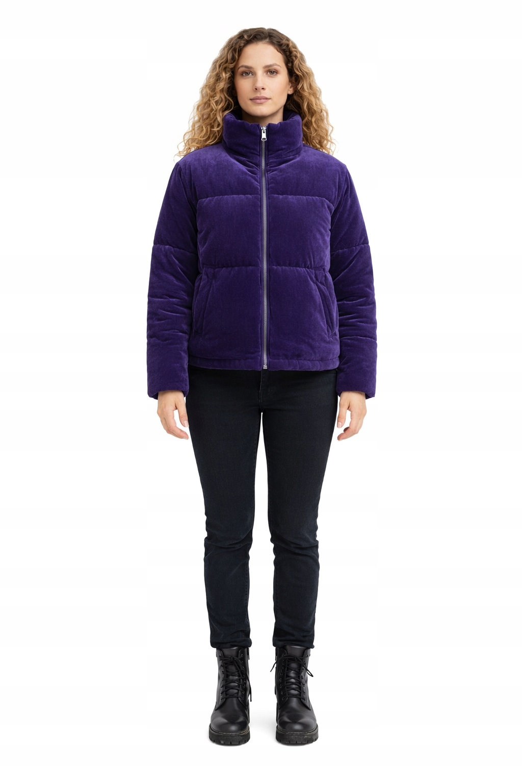 Liu Jo Fialová Velurová Prošívaná Bunda Se Zipem 38 I4B