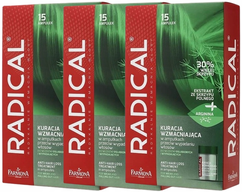 3x Radikální posilující kúra v ampulích proti vypadávání vlasů 15 x 5 ml